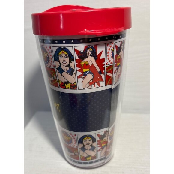 Wonder Woman 16OZ Tumbler Red Lid Silver Buffalo DC  Comics - Picture 3 of 10